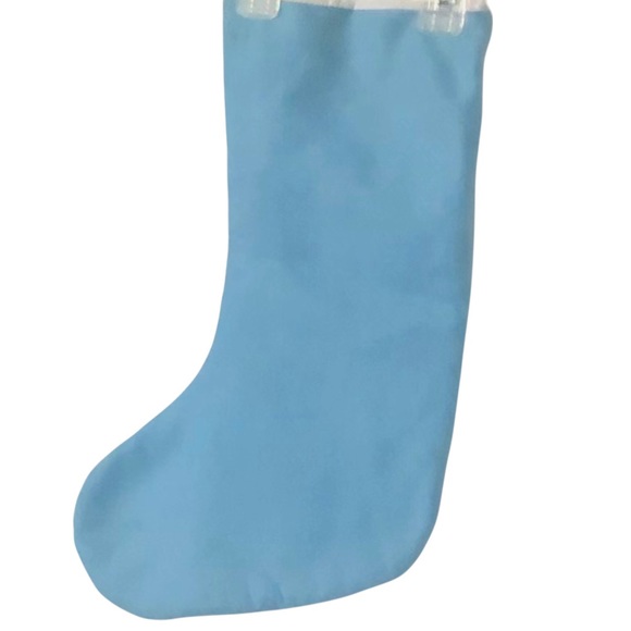 Baby's 1st Christmas Blue and White Embroidered Santa Gnomes Christmas Stocking - Picture 12 of 12